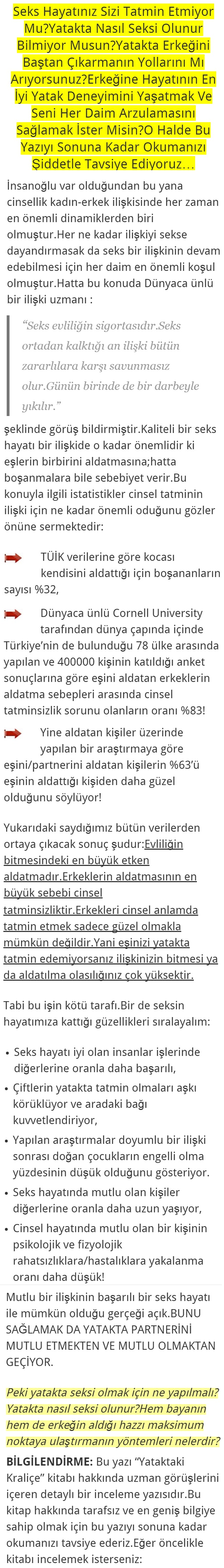 YATAKTA TATMİN OLAMIYOR MUSUNUZ YATAKTA TATMİN OLAMIYOR MUSUNUZ